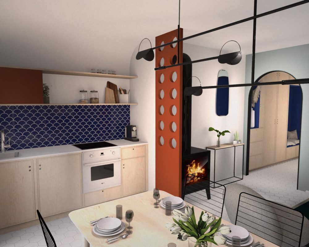 vue 3D aménagement porquerolles cuisine