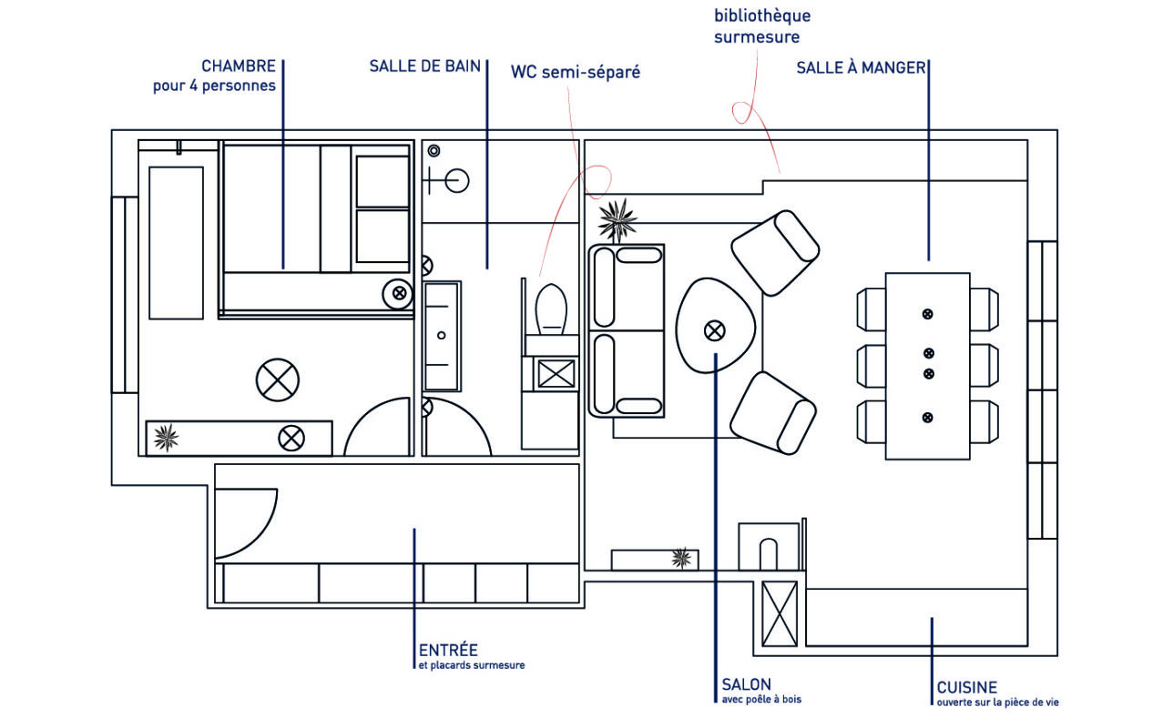 plan aménagement appartement porquerolles