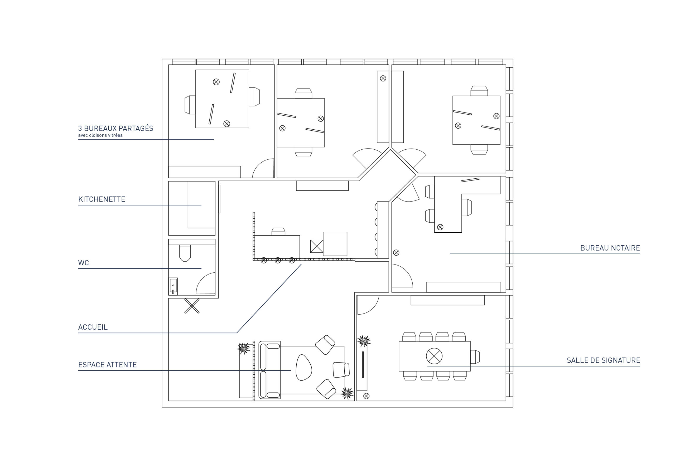 plan aménagement office notarial tassin