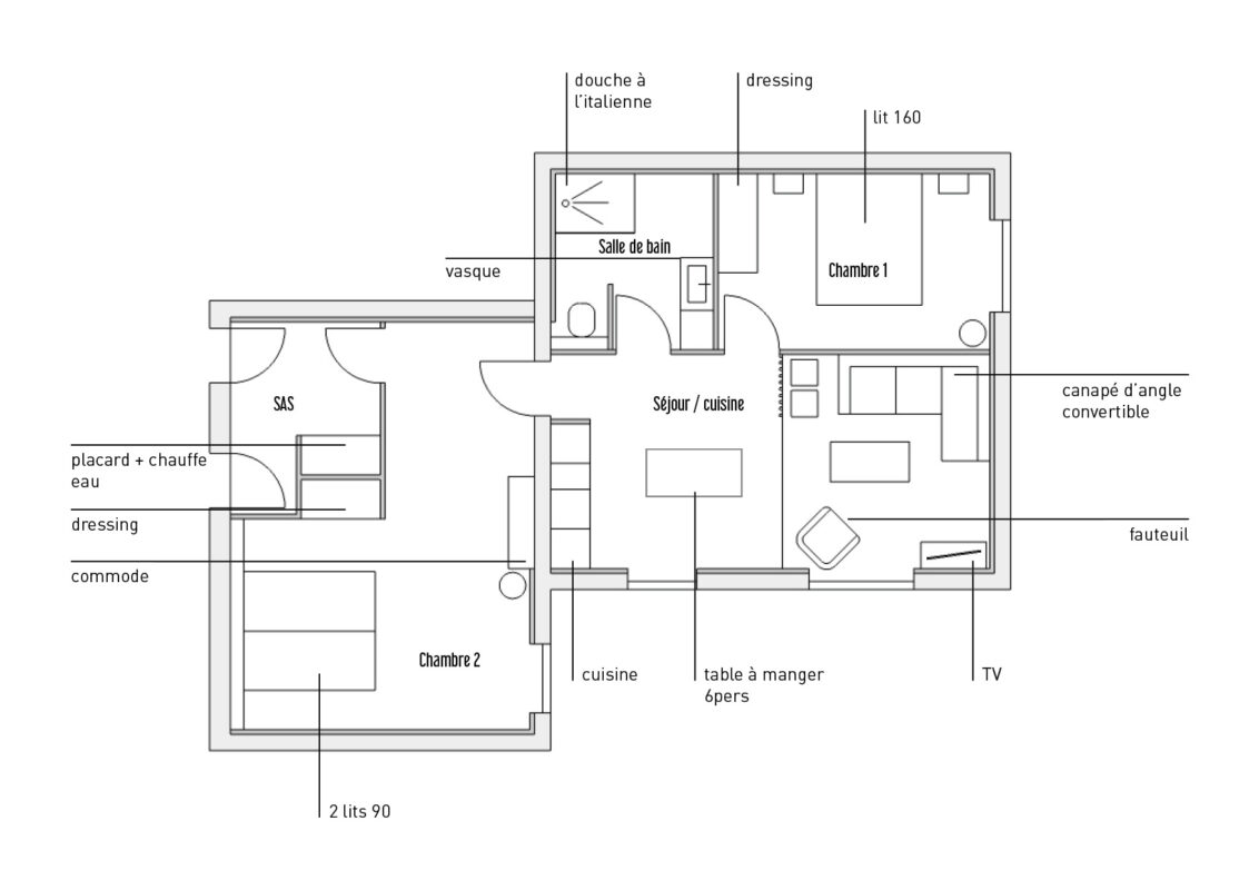 plan aménagement gîte à Gordes